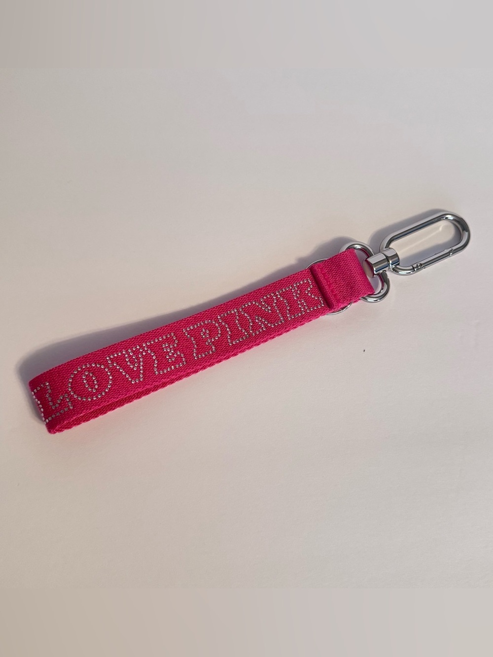 Pink Victoria’s Secret Love Pink Rhinestone Keychain Wristlet